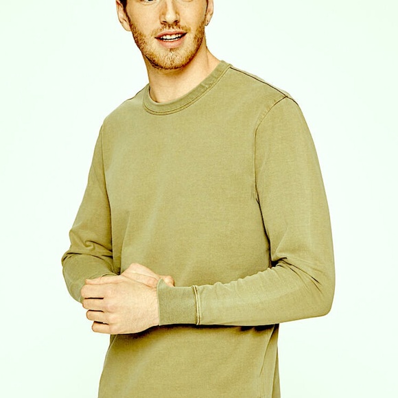 Zig Zag Rib Washed Crewneck Sweatshirt - Brand New - NEVER WORN - Olive
